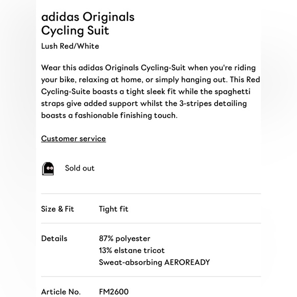 ADIDAS Originals Women’s Cycling Suit in Lush Red (NWT) - Picture 9 of 10